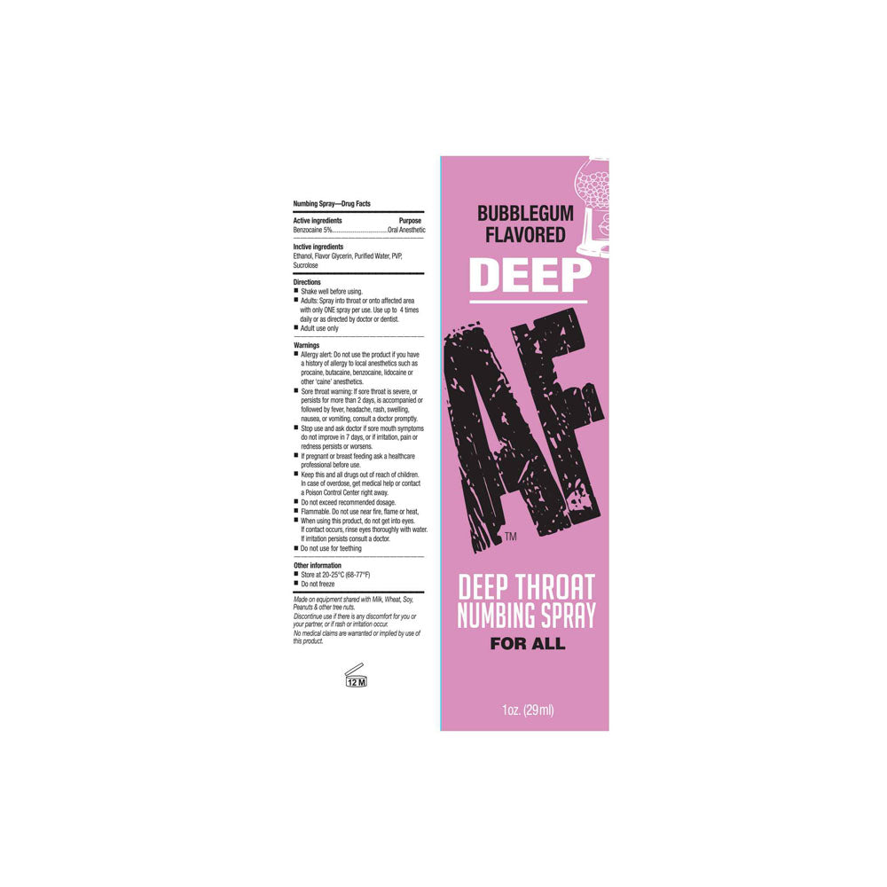 Deep AF - Bubblegum Flavoured Deep Throat Spray - 29 ml